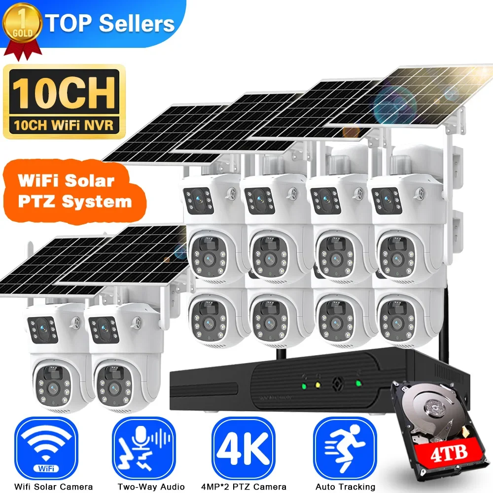 Home Security Kit - 4K 8MP Dual Lens Wifi Solar
