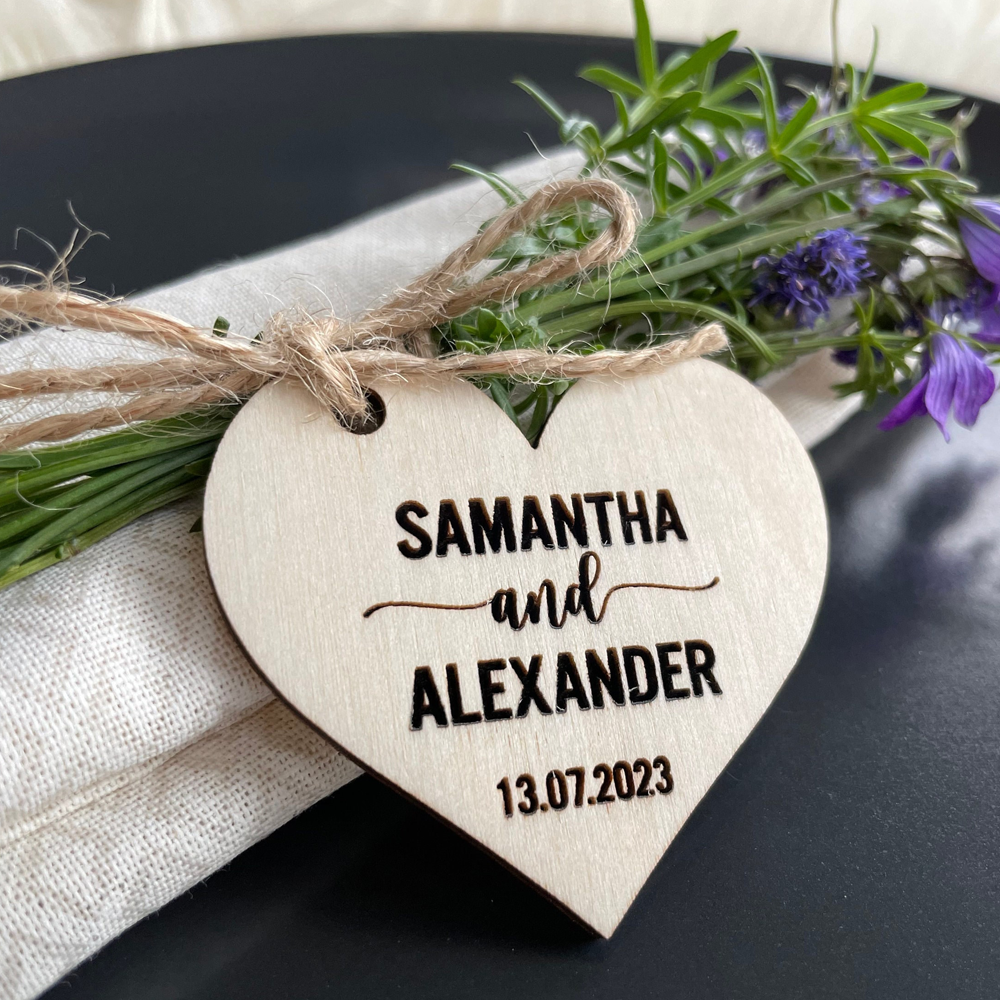 Home Security Laser - Custom engraved wood hearts Personalized Wooden