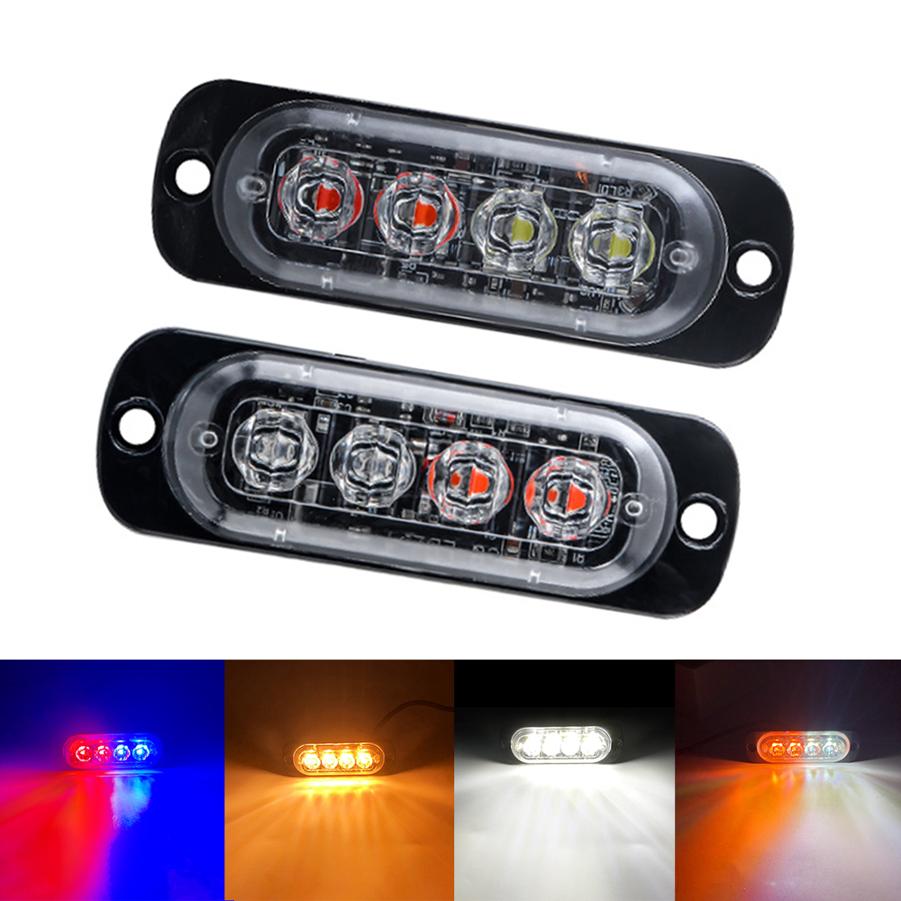 Home Security Police - 4LED Car Strobe Warning Light Grill