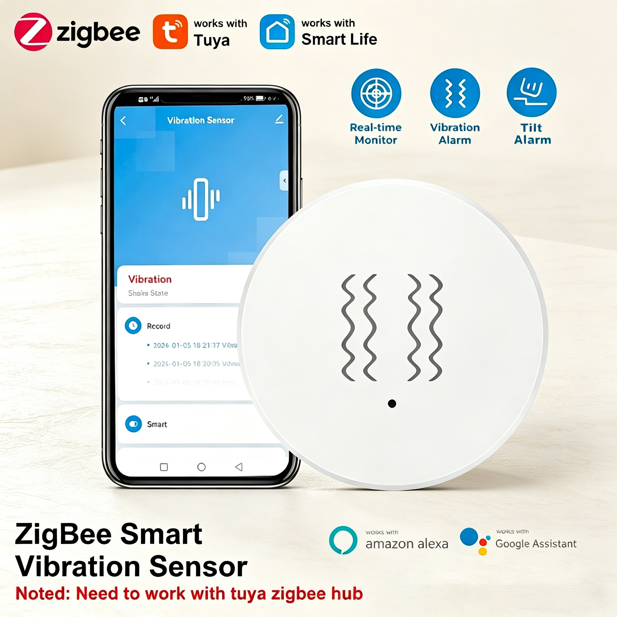 Sim Gsm Alarm - Tuya ZigBee Smart Vibration & Tilt