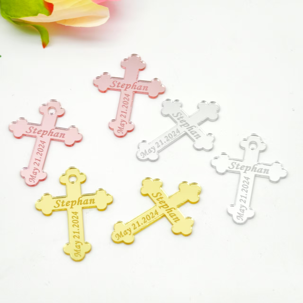 Home Security Laser - Personalized Baptism Acrylic Laser Cutting Cross,