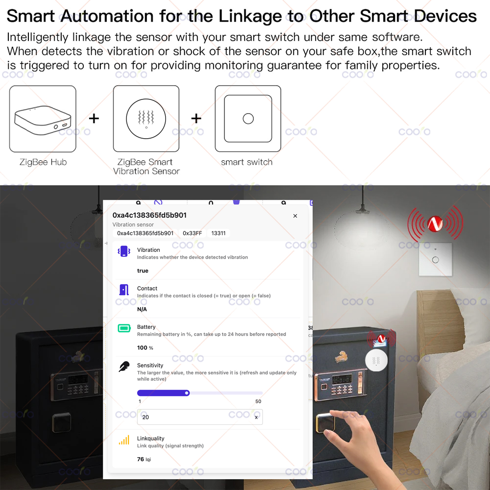 ZigBee 3.0 Vibration Sensor Re - Home Security Tools review and price