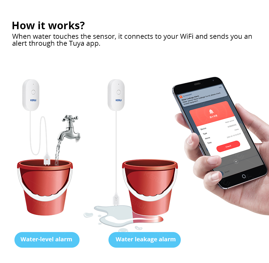 KERUI Smart  WiFi Water Sensor - Home Security And Monitoring review and price